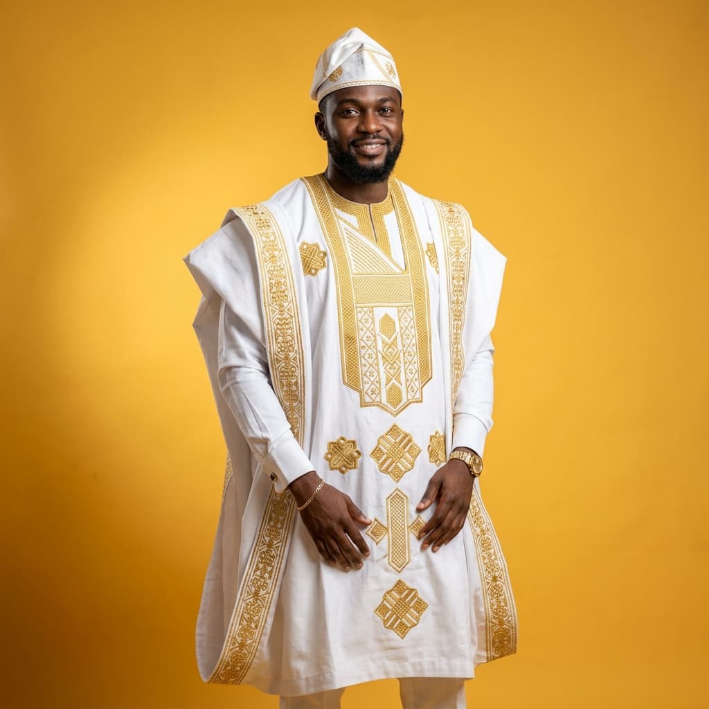 Fashion ad for an agbada, made in Tenzu AI Studio